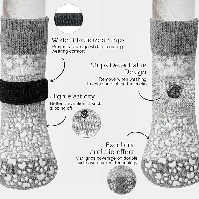 EXPAWLORER Anti Slip Dog Socks to Prevent Licking Paws, Dog Shoes for Hot Pavement, Dog Booties for Small Medium Large Senior Dogs, Traction Control Boots & Paw Protectors for Hardwood Floors - Image 2