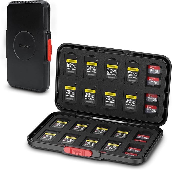 Pop Up Style CFexpress Type A Card Case,60 Slots Memory Card Holder for 20 CFexpress Type-A Cards & 40 MicroSD/MicroSDXC/MicroSDHC/MSD Cards, Portable TF CFA Memory Card Case(NOT Fits Large SD Cards) by Kiorafoto