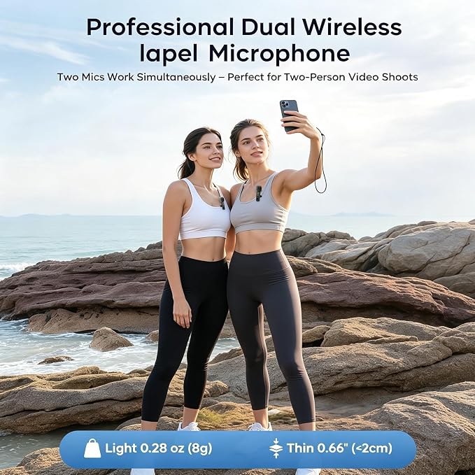 Back Wireless Lavalier Microphone for iPhone/Android, 60ft Transmission, Record While Charging, Ultra-Long Battery Life, Noise Reduction, Plug & Play, for Vlog TikTok YouTube - Image 4