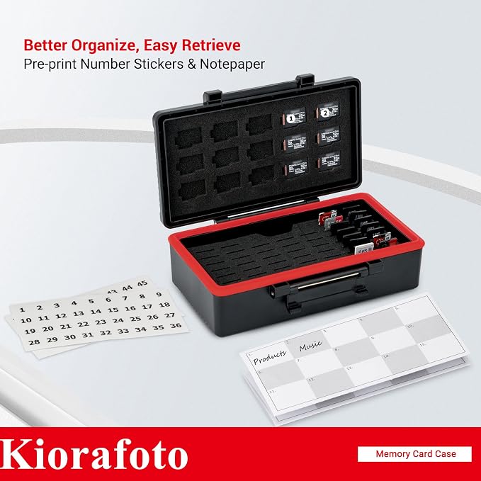 Kiorafoto 58 Slots TF Micro SD MSD Memory Card Case Holder Water-Resistant Anti-lost Anti-shock Storage Organizer with Labels & Notepaper, Switch Steam Deck Drone Trail Camera Memory Cards Accessories - Image 7