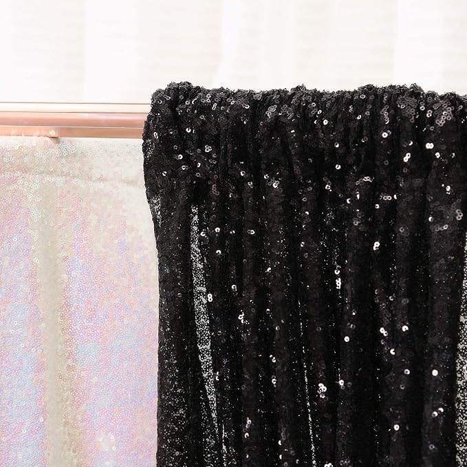 Poise3EHome Black Sequin Backdrop,8FT x 10FT Sequin Photography Backdrop Curtain for Party Decoration - Image 4