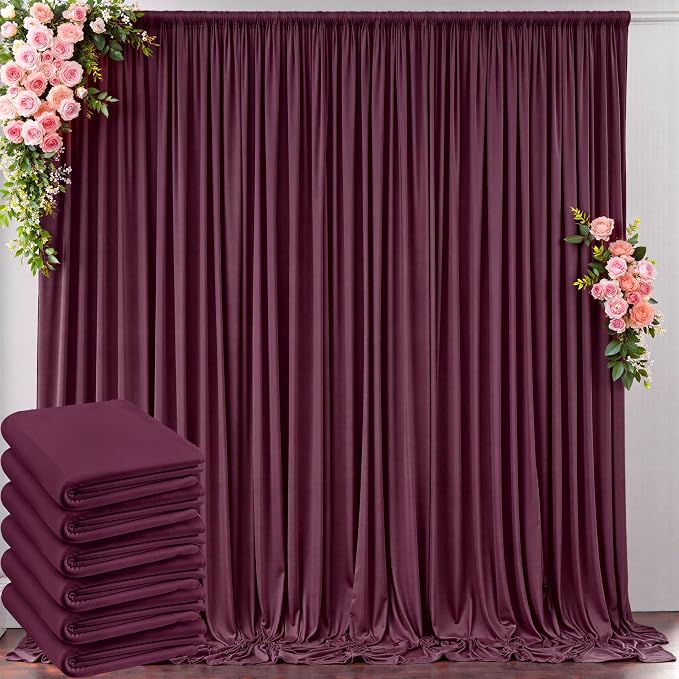 30 ft x 10 ft Wrinkle Free Maroon Backdrop Curtain for Parties, Polyester Burgundy Photo Backdrop Drapes 6 Panels 5x10ft for Baby Shower Wedding Birthday Party Engagement Ceremony Decoration by Outpain