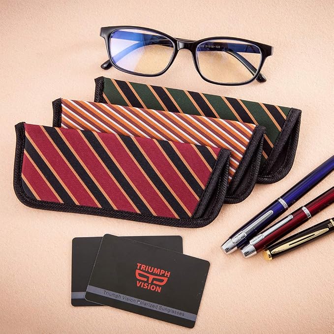 TRIUMPH VISION 3 Pack Reading Glasses Pouch Soft Case Eyeglass Sleeve Slim | Alternative to Bulky Case in bag, Lightweight Lined Padded Protect Optical lens Slip in, Cute Pattern Portable for Daily Use - Image 7