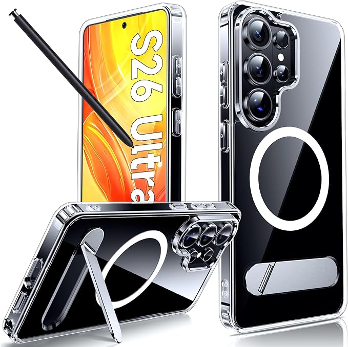 LeYi for Samsung Galaxy-S26-Ultra Case with Stand: for Magsafe Funda para s 26 s26ultra Phone Cover Clear Rugged Slim Fit Heavy Duty Women Magnetic Metal Kickstand Military Grade Samsungs26 Ultra by LeYi