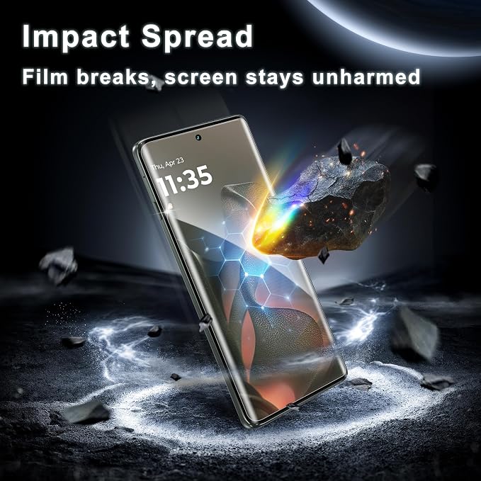 2+2 Pack for Motorola Edge 2025 Screen Protector and Camera Protectors, Fingerprint Support, Case Friendly, Bubble-Free, Anti-Scratch, 9H Hardness Clear Glass Screen Protector for Edge 2025 - Image 3