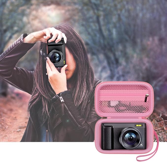Digital Camera Case for Travel & Cruises, Case Only, Pink | Fits Cameras up to 5.1 x 2.9 x 1.8", Mesh Pocket for SD Cards, Battery and Cable, Compact Size for Backpack and Daily Carry - Image 6