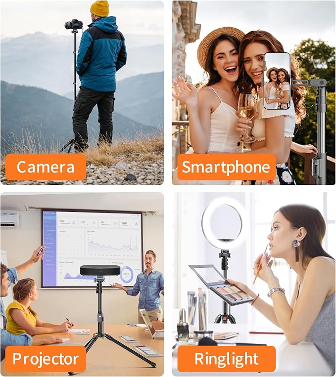 74" Magnetic Phone Tripod with Phone Clip for Magsafe, Camera Tripod | Aluminum Phone Tripod with Remote & Cold Shoe,Camera Stand Tripod for iPhone/Canon/Nikon/DSLR/Digital Camera Accessory Kits - Image 8