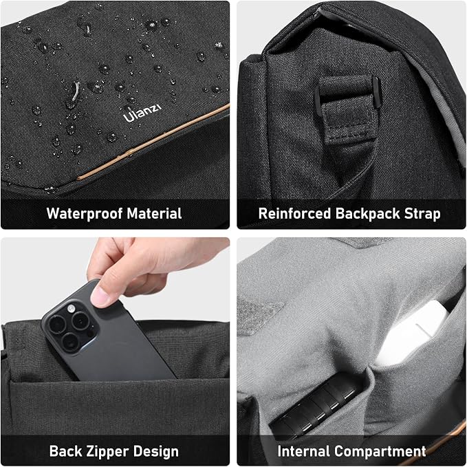 ULANZI 4L Camera Bag, SLR/DSLR Camera Case Professional Crossbody Small Bag | Photography Fashion, Shoulder Bag for Women and Men Compatible for Sony Canon Nikon Mirrorless Camera Lightweight Black - Image 3