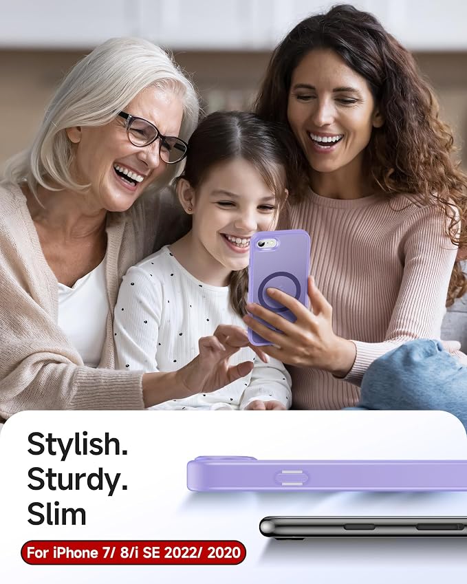 LeYi for iPhone 8-Case Purple: iPhone-SE Phone Cases with [Screen Protector X2+ Camera CoverX2] iPhone 7 Case for Magsafe Magnetic Girls Kids Slim SE3 3rd Generation SE2 2nd iPhone8, Lavender Purple - Image 6