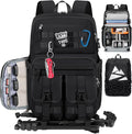 RAINSMORE Camera Backpack, DSLR/SLR/Mirrorless Camera Bag for Photographers | 15.6 Inch, Waterproof Tactical Photography Backpack Case, with Rain Cover & Tripod Holder by RAINSMORE