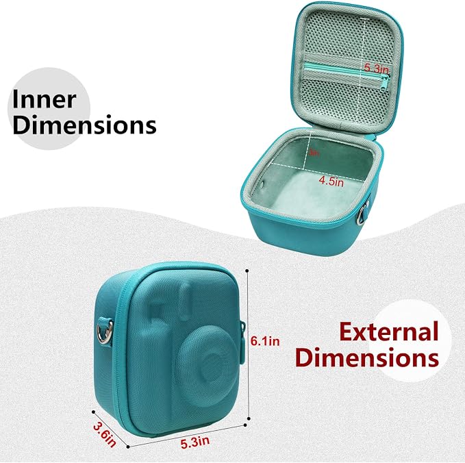 LTGEM Case Compatible with Fujifilm Instax Mini 13/12 Instant Camera, Green | Fits Instant Camera 11/10/9/8/7/7+ and FUJIFILM Instax Mini Instant Flim with Shoulder Strap, Case Only - Image 3