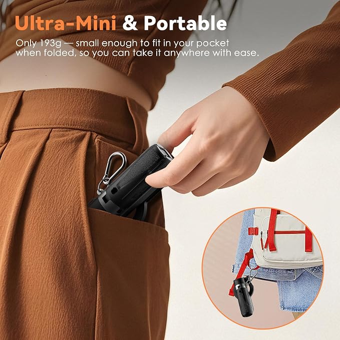 CloudValley Upgraded Magnetic Mini Selfie Stick Tripod with 2 Fill Lights, 4-in-1 Pocket Size Phone Tripod with 360° Rotation, Rechargeable Bluetooth Remote, Foldable Grip for iPhone Vlog Photo Video - Image 4
