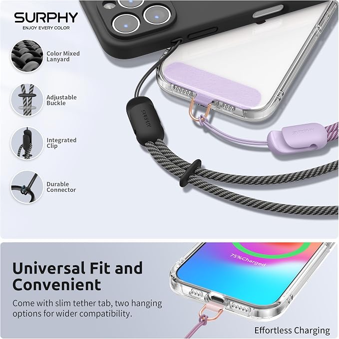 SURPHY 3 Pack Phone Wrist Strap, Phone Lanyard with Cellphone Tether Tab | Phone Strap Charm, Camera Wrist Strap with 2-Color Braided, Phone Wristlet, Wrist Lanyard for Case - Image 2