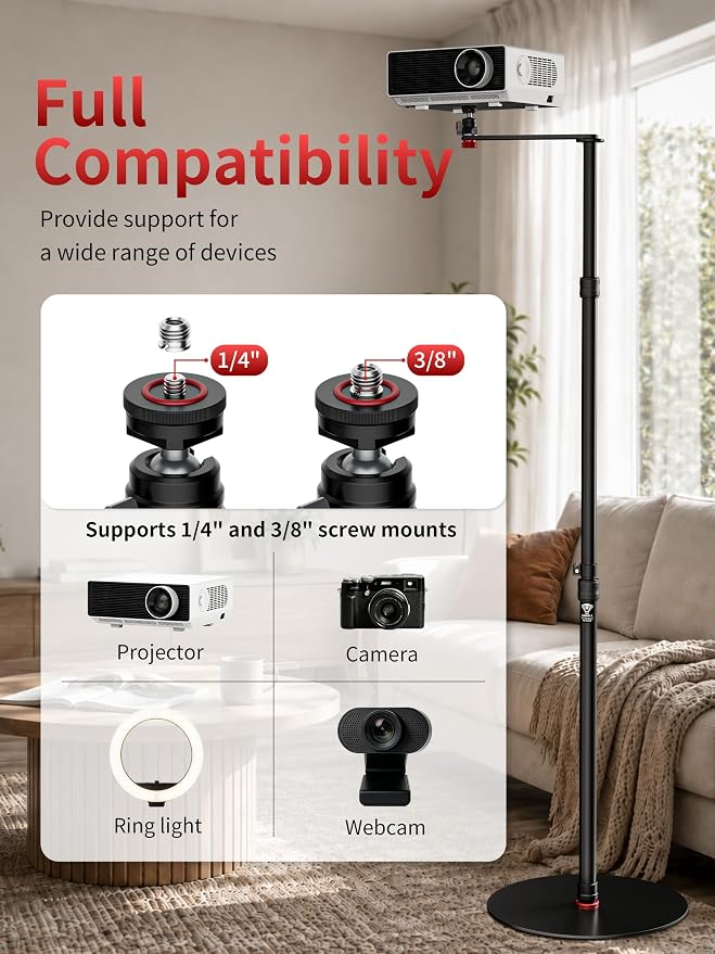IFOOTAGE Cobra RB-A400-PE Professional Projector Stand, Heavy Duty Aluminium Tripod Stand with Adjustable Ball Head, 90° Tilt Angle, Weighted Base for Projector, DSLR, LED Light (79") - Image 5