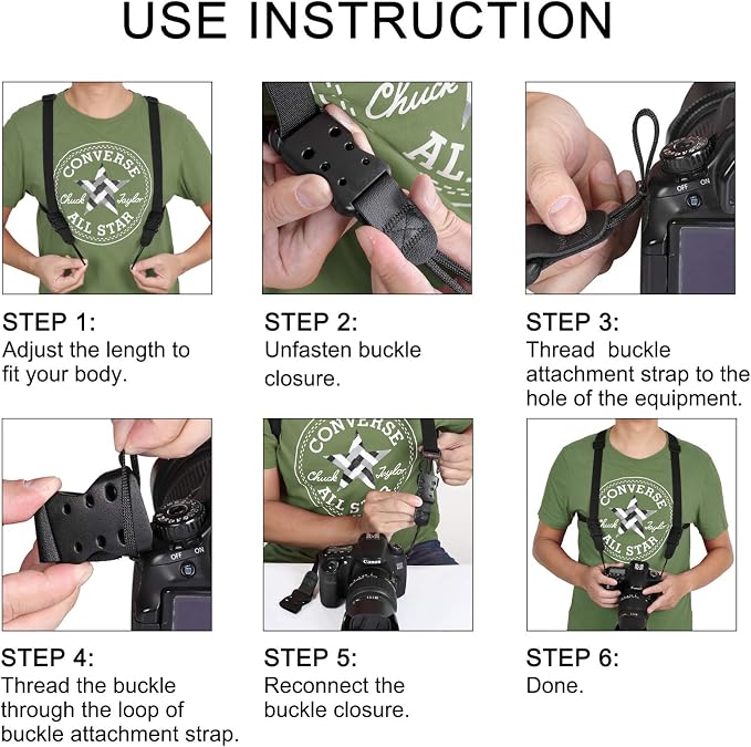 Vigorport Camera Strap, Cross Shoulder Straps, Quick Release Chest Harness | for Binoculars, Rangefinders, Harness Strap Compatible with Canon, Nikon, Sony and DSLR SLR Cameras - Image 6