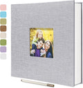 Large Photo Album Self Adhesive, DIY Scrapbook Album for 3x5 4x6 8x10 Pictures, 60 Pages Light Grey Linen Cover Memory Book, Ideal Gift for Family Wedding Baby Christmas Anniversary by HoneyTolly
