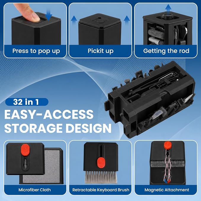 Upgrade Phone Cleaning Kit (57PCS), iPhone Cleaning Kit, Cleaning Kit for AirPods, Keyboard Cleaning Kit, Charging Port Cleaner for Apple Lightning/Android USB-C (Black, with 10 Mini Brush) - Image 8