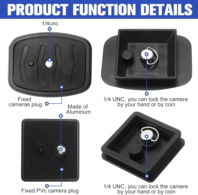 TOODOO 2 Pack 41mm and 43mm Tripod Quick Release Plate Camera Mounting Adapter, 2 Sizes QR Release Camera Tripod Ball Head Parts Replacement Compatible with Ambico V0552 V0554, Sunpak,Kalimar - Image 4