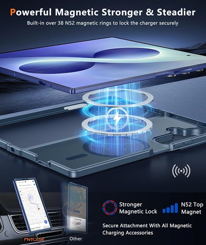 FNTCASE for Samsung Galaxy Z Fold 8 Ultra / Z Fold 7 Case, Fit for Magsafe | Screen Protector, Translucent Matte, 18FT Military Grade Drop Protection, Shockproof Protective Phone Cover, Blue - Image 3