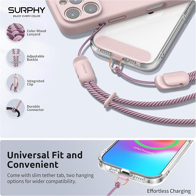 SURPHY 3 Pack Phone Wrist Strap, Phone Lanyard with Cellphone Tether Tab | Phone Strap Charm, Camera Wrist Strap with 2-Color Braided, Phone Wristlet, Wrist Lanyard for Case - Image 2