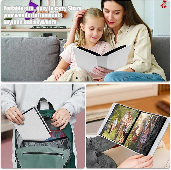 Photo Album 4x6 100 Pockets for Wedding Gifts,Linen Hardcover Picture Albums for Family Anniversary Baby Vacation Pictures - Image 7