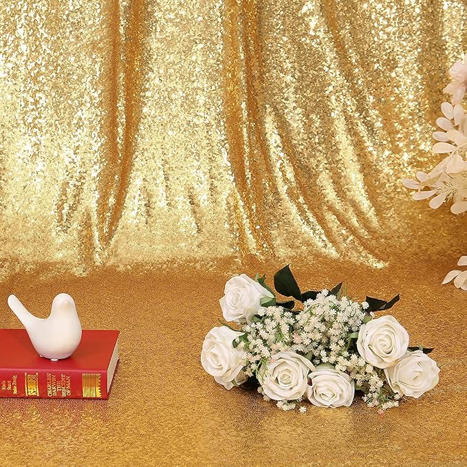 Poise3EHome Gold Sequin Backdrop, 6FT x 8FT Glitter Curtain for Weddings, Parties, Photo Booth Decor - Image 9