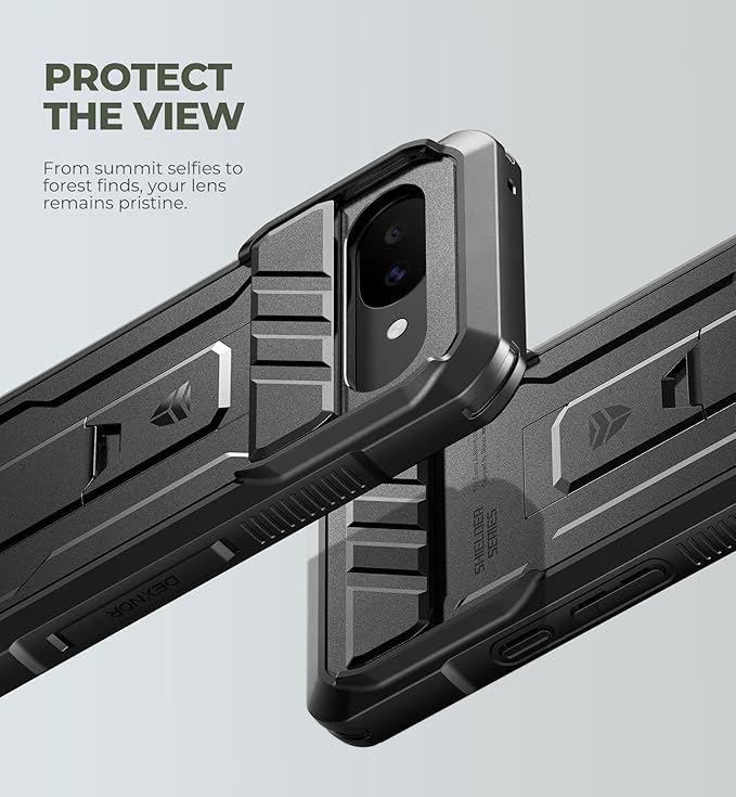 Dexnor for Google Pixel 10a Case with Slide Camera Cover & 2 Front Frames & Built-in Screen Protector & Kickstand, Full-Body Shockproof Protective Cover Heavy-Duty Rugged Bumper Cases,Black(2026) - Image 3