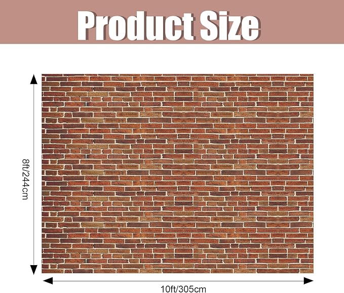 10x 8ft Dark Red Brick Wall Backdrop Fabric Photo Background | Large Polyester Brick Backdrop Cover for Photoshoot Home Fireplace Decoration, Newborn Birthday Party Decor - Image 2