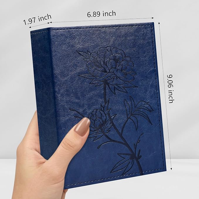 Vienrose 4x6 Photo Album Holds 200 Photos Vegan Leather Cover | Horizontal pockets, Dark Blue, Large capacity, Family Wedding Baby Travel, Anniversary - Image 2