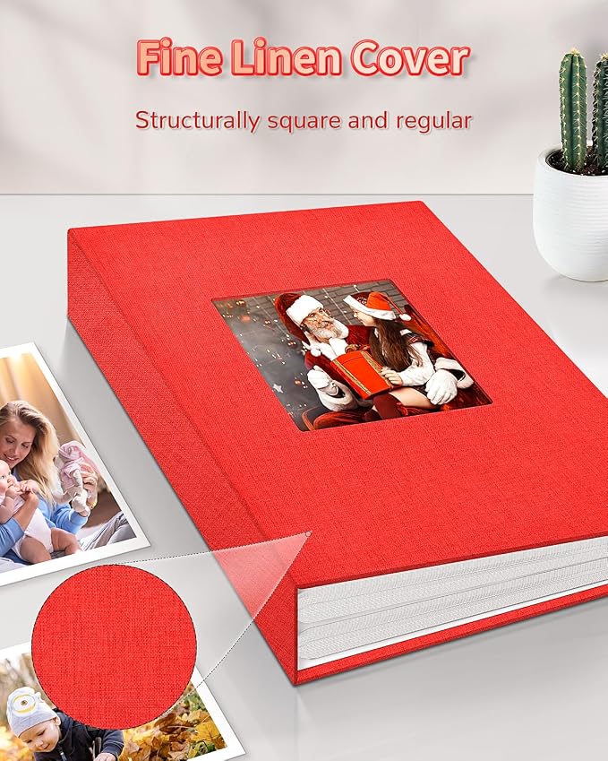 Artfeel Photo Album 4x6 with 100 Pockets,Slip-in Picture Albums,Linen Cover Memory Book with Front Window,White Page Vertical Photo Book for Wedding,Family,Anniversare,Baby,Vacation - Image 6