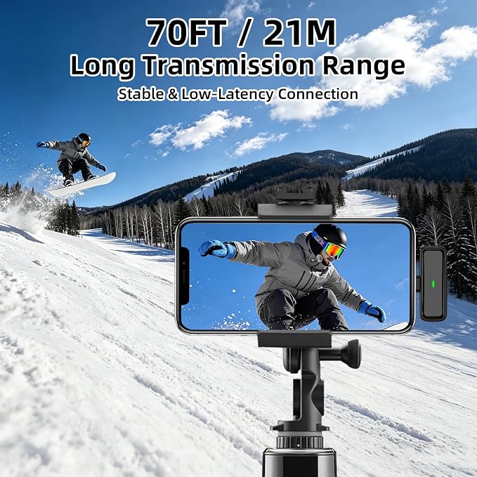 Wireless Microphone for iPhone Android Phone, USB C Mini Clip on Mic | Noise Canceling, 24H Battery Life with Charging Case, 70Ft Range, Lavalier Mic for Content Creators Video Recording Vlogging - Image 4