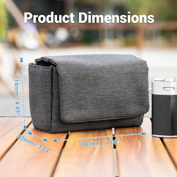 Compact Camera Case for Fuji X100VI X-E5+23/27mm PowerShot V1 Oxford | without strap, Fits X100VI X-E5+23/27mm lens & PowerShot V1. Anti Scratch, magnetic flap, rear zipper pocket - Image 6