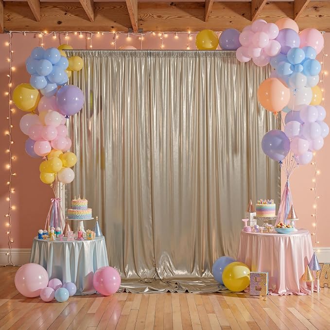 10x10ft Thick Champagne Glitter Backdrop Curtain Panels for Parties, Wrinkle Free Sequin Sparking Photo Backdrop Drapes, 2 Panels 5x10ft Shimmer Back Drop Cloth for Wedding Birthday Photography - Image 6