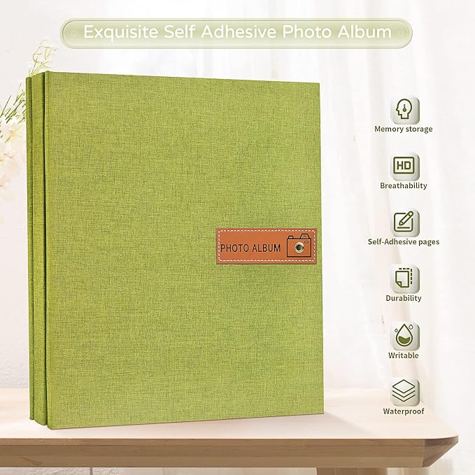 Popotop Large Photo Album Self Adhesive 4x6 5x7 8x10 Scrapbook Album DIY Picture Book,Gifts for Mom,Family Baby and Wedding,with Metal Pen and Plastic Board - Image 2