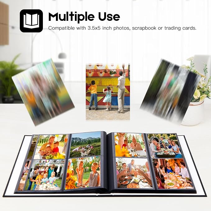 Aevdor 3.5x5 Photo Album, Holds 256 Photos, Linen Cover, Black | Vertical 3.5x5 Clear Pockets, Front Display Window, Baby, Travel, Family & Anniversary Memories - Image 2