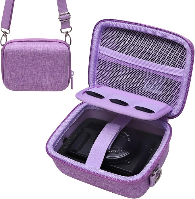 Camera Case Bag Compatible with Canon PowerShot G7 X Mark III, Mark II, SX740 HS, Sony ZV-1, KODAK PIXPRO WPZ2 Digital 4K Vlogging Camera, Point and Shoot 4K Video Camera Bag, Purple (Case Only) by LTGEM