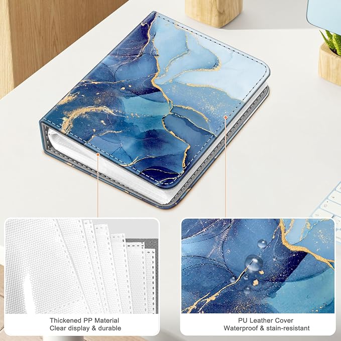 Fintie Photo Album For Fujifilm Instax Mini 2x3 Inch Films - 256 Pockets | For Fujifilm Instax Mini 13/12/11/99/40/Evo/Se/7+/Liplay Instant Camera, Photos Keepsakes, Kids Memory Book, Ocean Marble - Image 3