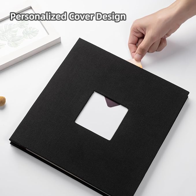 HoneyTolly Large Photo Album Self Adhesive, DIY Scrapbook Album for 4x6 8x10 Pictures, 40 Pages Linen Cover Memory Book, Ideal Gift for Family Travel Wedding Baby Christmas Anniversary(Black) - Image 2