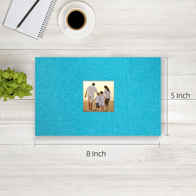 potricher Photo Album 4x6 Pictures, 100 Pockets, Linen Cover, Blue | Linen Cover, Front Window, Large Capacity 4x6 Picture Albums, Photo Book for Family, Wedding, Anniversary, Baby, Keepsake - Image 2
