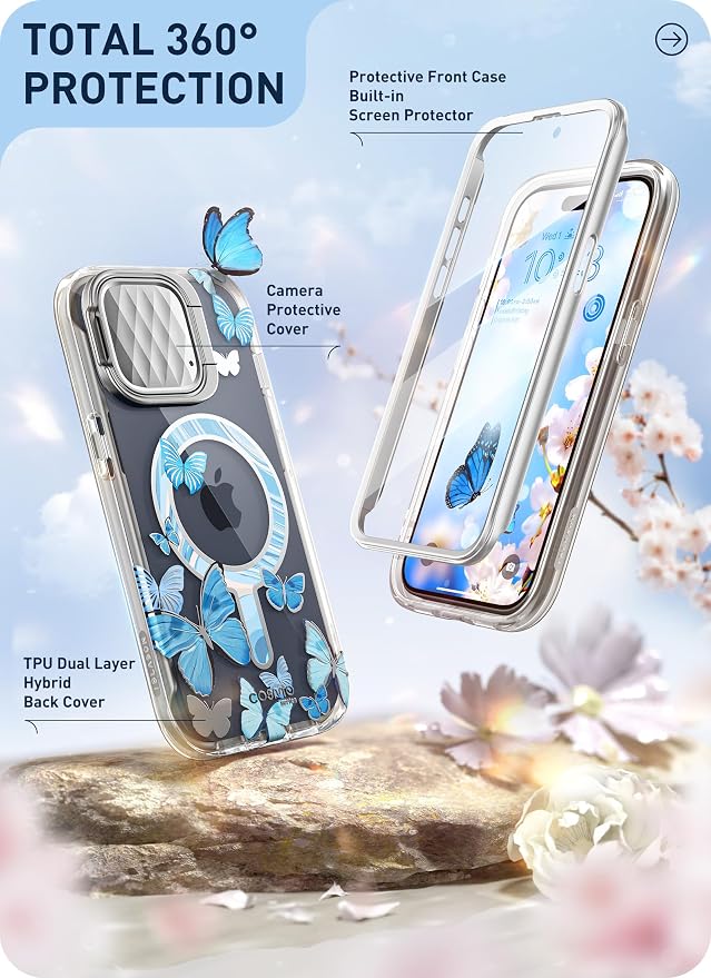 i-Blason for iPhone 15 Pro Case MagSafe, w/‌ Screen Protector, Bluefly | Built-in Screen Protector, Camera Cover Stand, Slim, Stylish - Image 6