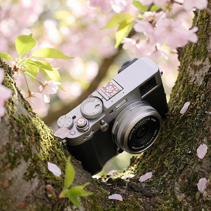 Cherry Blossom Metal Hot Shoe Cover Shutter Button for Fujifilm X100VI | Aluminum Alloy Pink Cherry Blossom Pattern Dust-Proof Hot Shoe Cover Shutter Button for Fuji XT5, XT4, XT30III, X100VI, X-E4 - Image 2