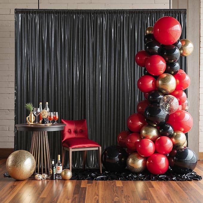 Outpain Thick 10 ft x 10 ft Black Sequin Backdrop Curtain for Parties, Wrinkle Free Glitter Photo Backdrop Drapes 2 Panels 5x10ft Black Back Drop Cloth for Wedding Christmas Photography Background - Image 3