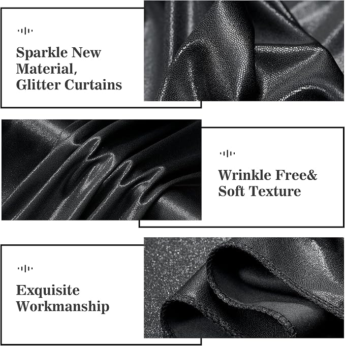 Outpain Thick 10 ft x 10 ft Black Sequin Backdrop Curtain for Parties, Wrinkle Free Glitter Photo Backdrop Drapes 2 Panels 5x10ft Black Back Drop Cloth for Wedding Christmas Photography Background - Image 5