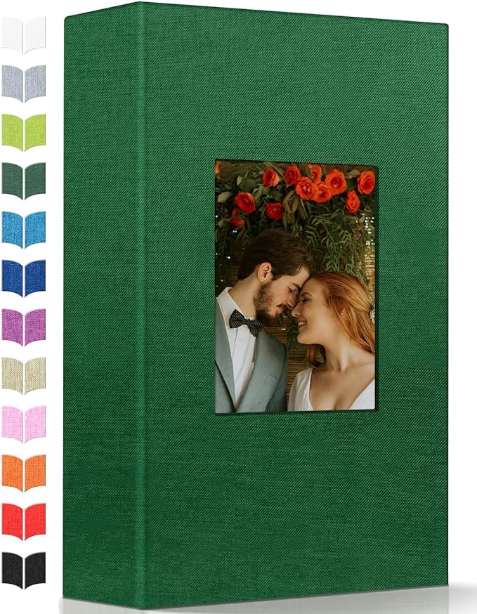 Artfeel Photo Album 4x6 with 300 Pockets,Slip-in Picture Albums,Linen Cover Memory Book with Front Window,White Page Vertical Photo Book for Wedding,Family,Anniversare,Baby,Vacation by Artfeel