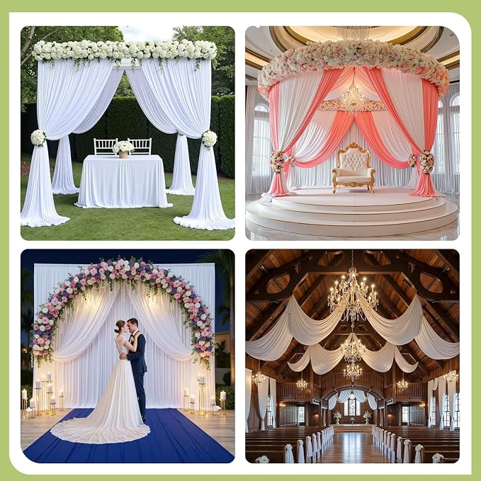 50x12 ft White Backdrop Curtains for Weddings Parties, Birthdays and Photos | 10 Panels 5x12 ft, Wrinkle-Free Polyester Drapes, Washable, Ironable, 4 in Rod Pocket for Baby Showers Photography Background - Image 4