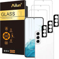 Ailun Screen Protector + Camera Lens Protector for Galaxy S22, 3+3 Pack | Tempered Glass, Fingerprint Unlock Compatible, Clear, Case Friendly by Ailun