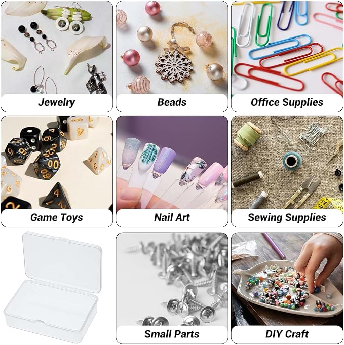 5 Pcs Mini Plastic Storage Containers Box with Lid, Small Storage Containers Travel Case 4x3x1 Inches Clear Rectangle Box Organizer for Collecting Small Items, Beads, Jewelry, Cards, Crafts - Image 3