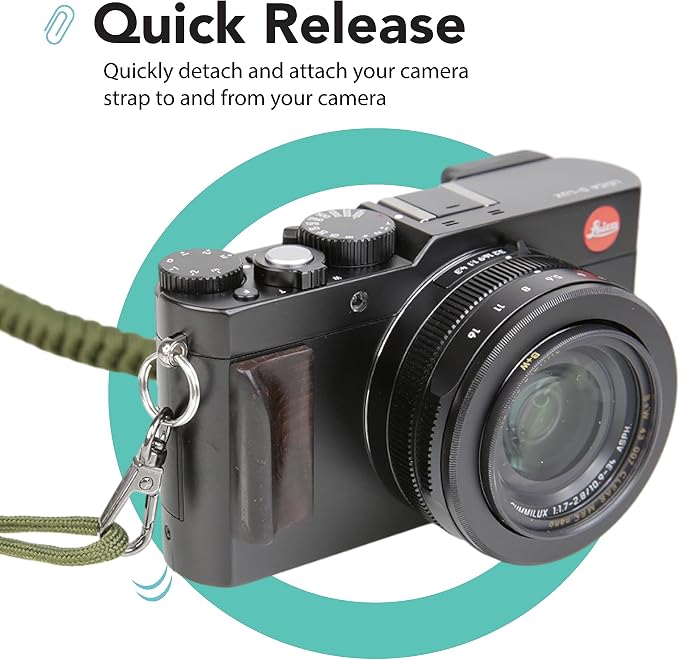 Foto&Tech Small Quick Release Adapter Clip for Camera with Round Lugs for Camera Strap, 33lb Breaking Force (10 Set, Gray) - Image 2