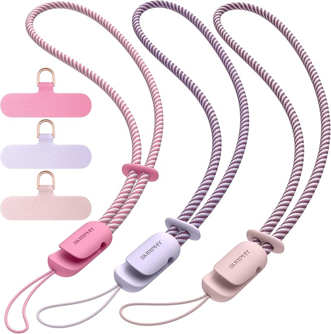 SURPHY 3 Pack Phone Wrist Strap, Phone Lanyard with Cellphone Tether Tab | Phone Strap Charm, Camera Wrist Strap with 2-Color Braided, Phone Wristlet, Wrist Lanyard for Case by SURPHY