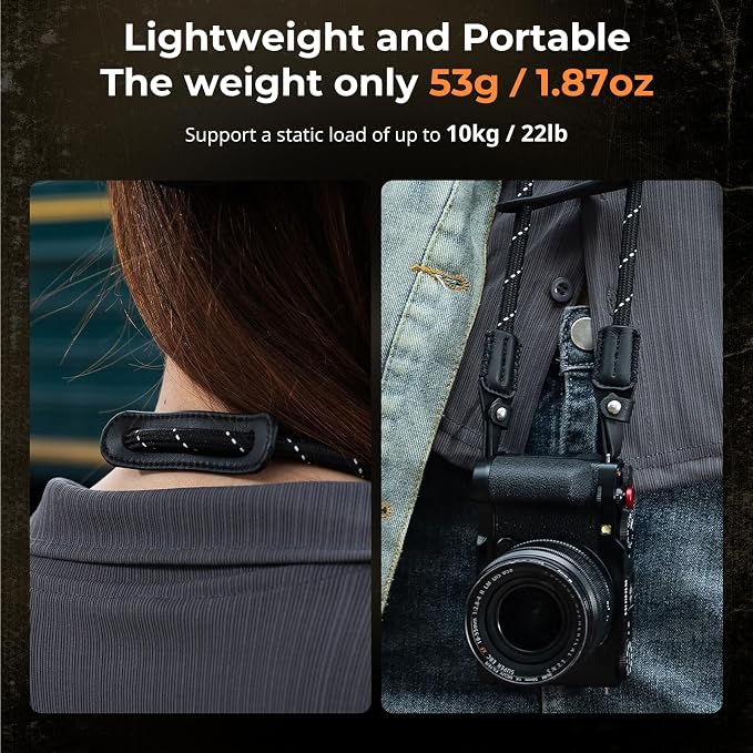 SMALLRIG Rope Camera Neck Shoulder Strap, Adjustable Braided Shoulder Strap with O-Ring and Leather Pad - Image 2